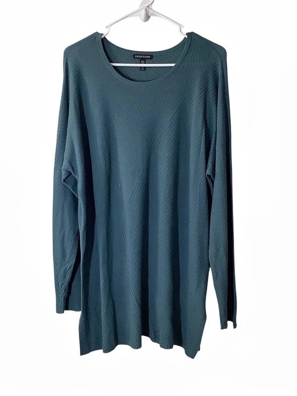 Eileen Fisher Textured Long Sleeve Tunic in Blue Large